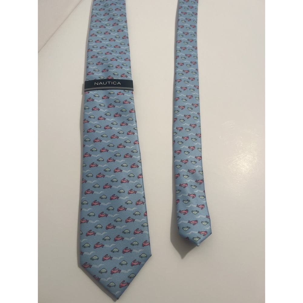 Nautica NEW Tie Rabbits And Turtles Blue Green Pink